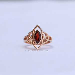 Natural Garnet Ring, 18k Rose Gold Vermeil, 925 Sterling Silver Ring, Handmade Ring, Red Garnet jewelry, Engagement Ring, Wedding Ring Gifts