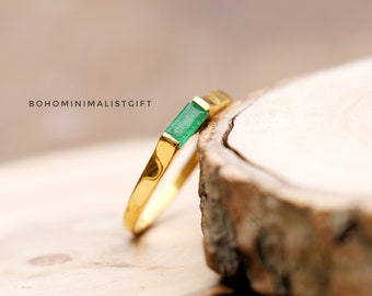 Indian Emerald Ring, 18k Gold Plated, 925 Sterling Silver Handmade Ring, Engagement Ring, Wedding Ring Promise Ring, Birthday Gift For Her