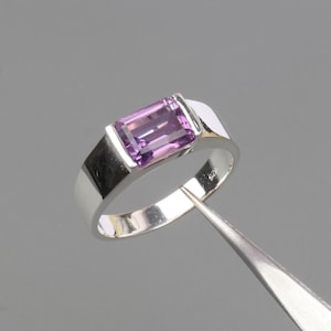 Genuine Amethyst Ring, Men&#39;s Ring, Handmade Amethyst Ring, 925 Sterling Silver Ring, Gift For Dad, Engagement Ring, Anniversary Gift For Her