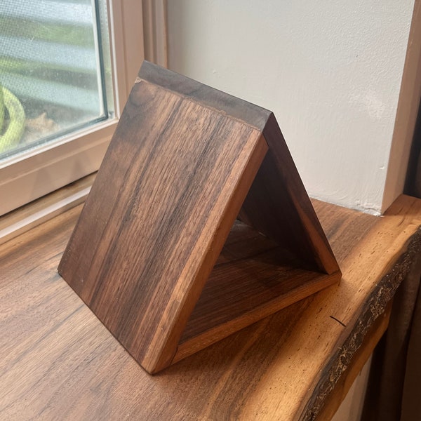 Handmade Triangle Nightstand Bookmark Book Tablet Holder made from Real Hardwoods, Oak, Maple, Hickory, Cherry, Walnut