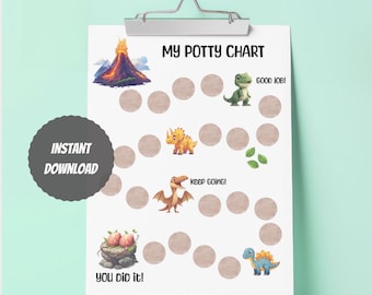 Dinosaur Potty Training Chart | Printable Potty Chart | Reward Chart | Sticker Reward Chart | Montessori Download | Toddler Reward Chart