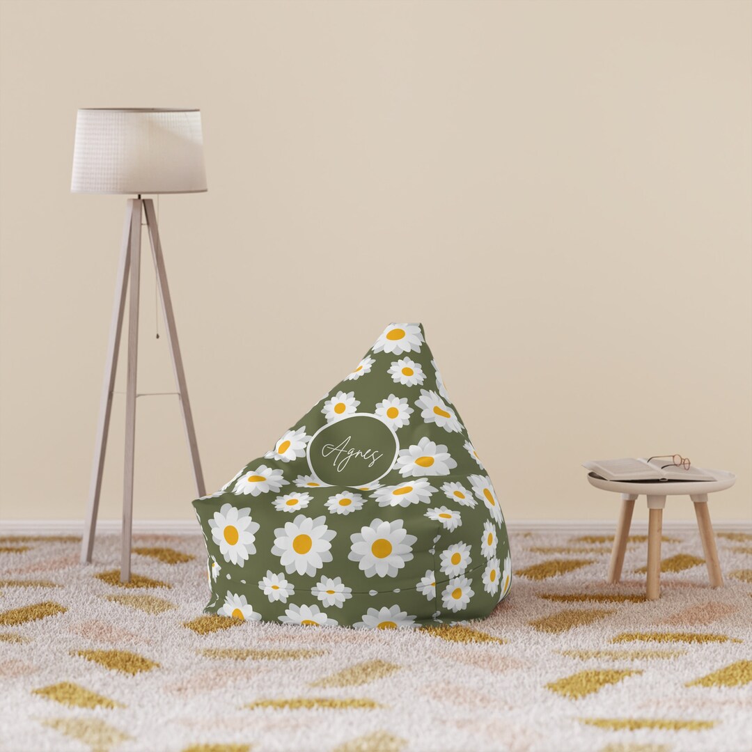 Personalized Name Bean Bag Cover Floral Design Bean Bag Chair Etsy