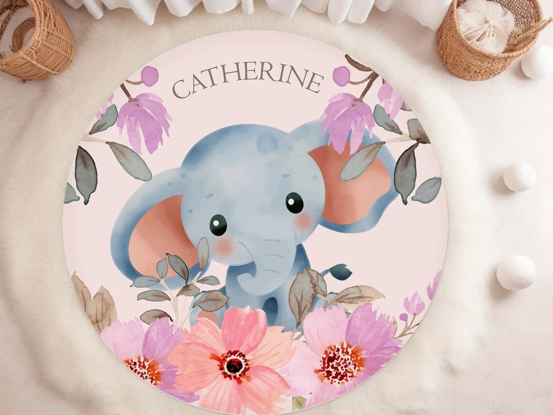 Custom Nursery Rug Elephant Design Playmat for Kids Room Etsy