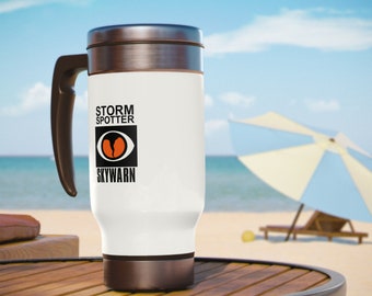 SKYWARN Storm Spotter Stainless Steel Travel Mug with Handle, 14oz