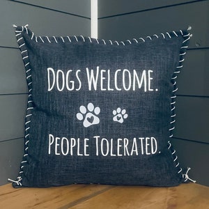 Dogs Welcome Linen Pillow Cover: Custom Pet Decor
