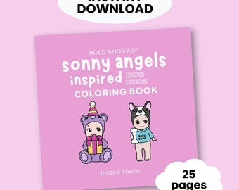 Coloring book sonny angels inspired: 25 pages PDF to download | Digital coloring book | kawaii cute coloring