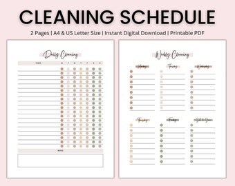Cleaning Schedule, House Cleaning, Cleaning Checklist, Cleaning Bundle, Mom Planner, Minimalist Cleaning, Printable PDF, US Letter/A4