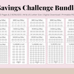 Savings Challenge Bundle, Money Saving Challenge, Savings Tracker Printable, 100 Envelope Challenge, 10k Savings Challenge, US Letter