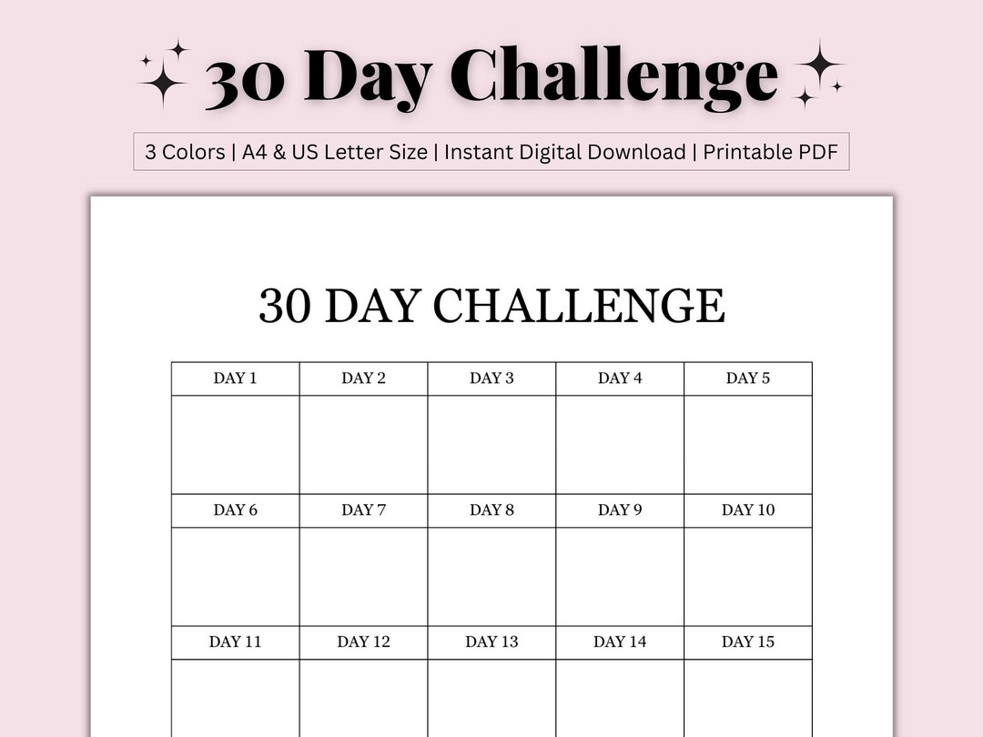 30 Day Challenge Tracker, 30 Day Planner, Goal Setting Planner, Habit ...