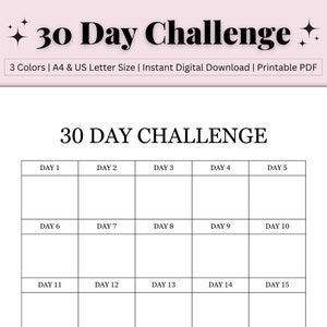 30 Day Challenge Tracker, 30 Day Planner, Goal Setting Planner, Habit Planner, Monthly Goals, Habit Tracker, Printable PDF, US Letter/A4