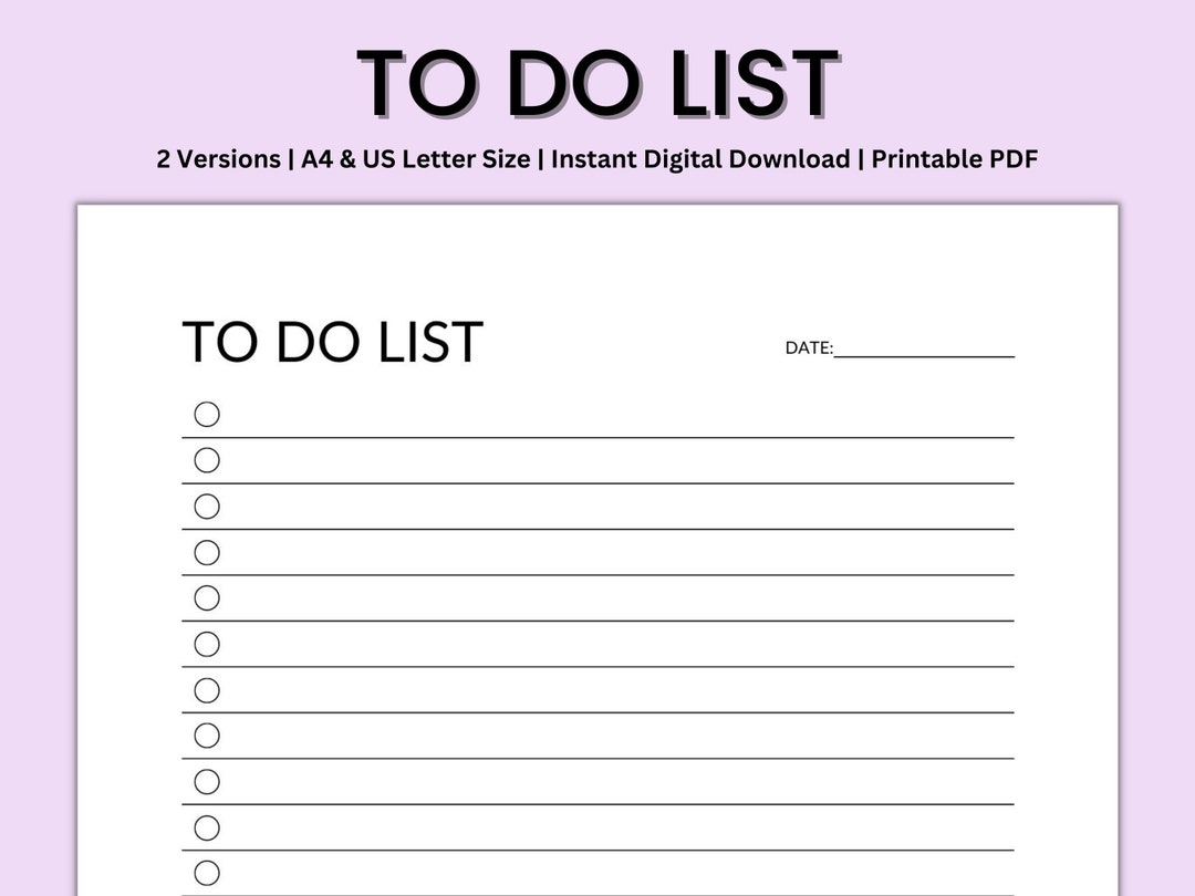 To Do List Printable, Minimal To Do List, Simple To Do List, Daily 