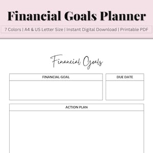 Financial Goal Planner, Financial Goals, Saving Money, Goals Tracker, Money Management, Financial Goals Tracker, Financial Plan, US Letter