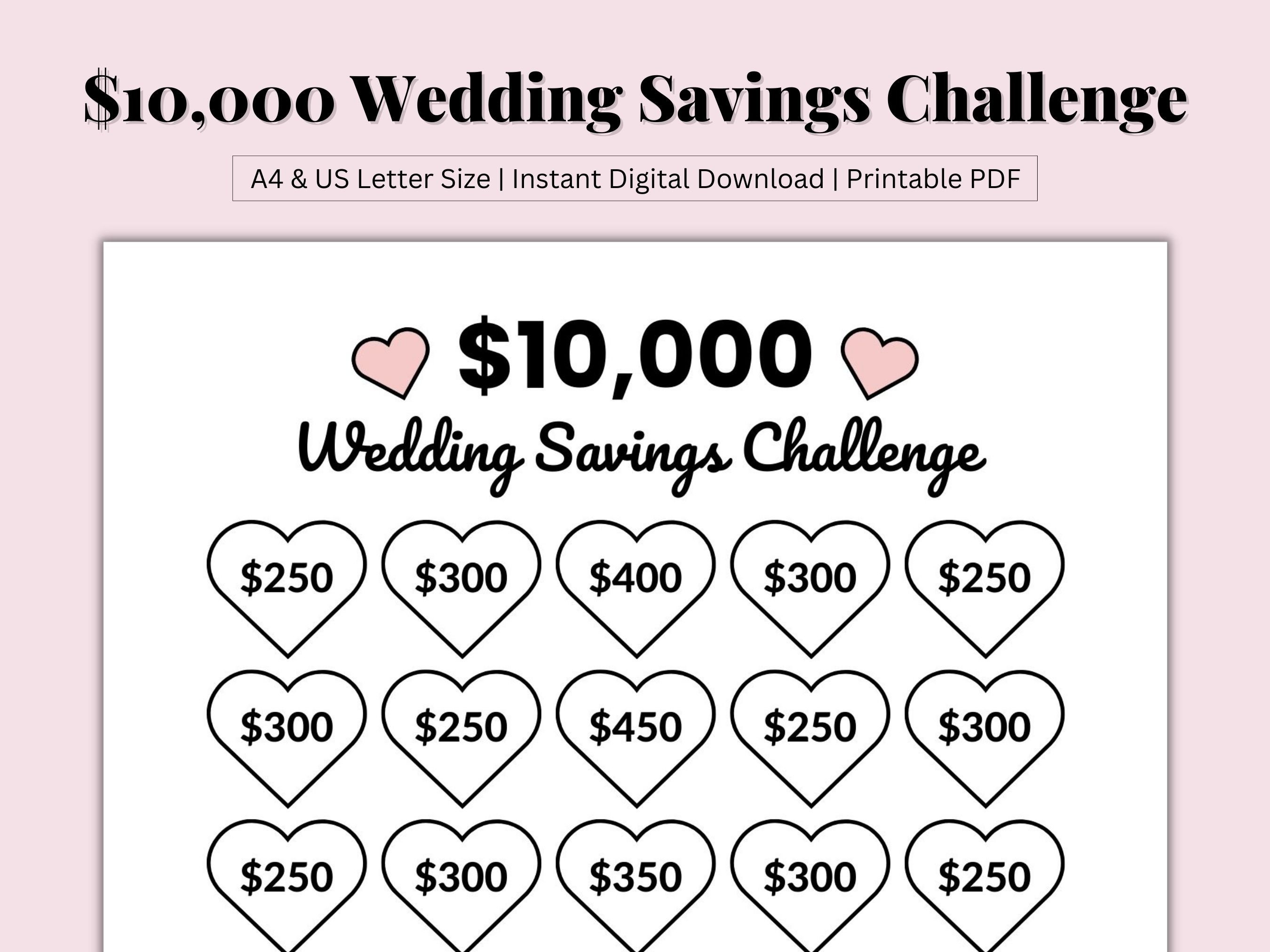 Wedding Savings Challenge Printable, 10k Savings, 10000 Savings Tracker,  Wedding Budget Template, Money Challenge, PDF, US Letter/a4 - Etsy, image size:2700x2025