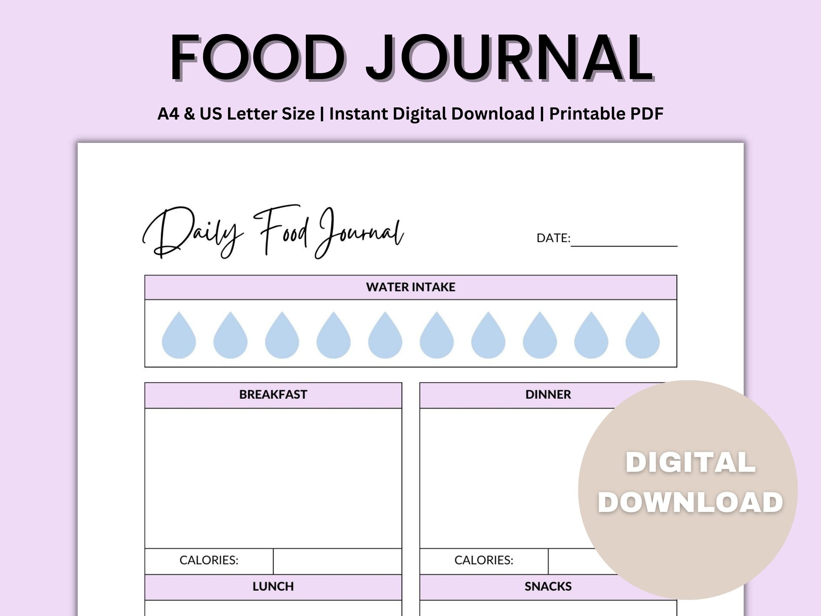 Food Journal Template, Food Journal Printable, Food Tracker, Food Diary ...