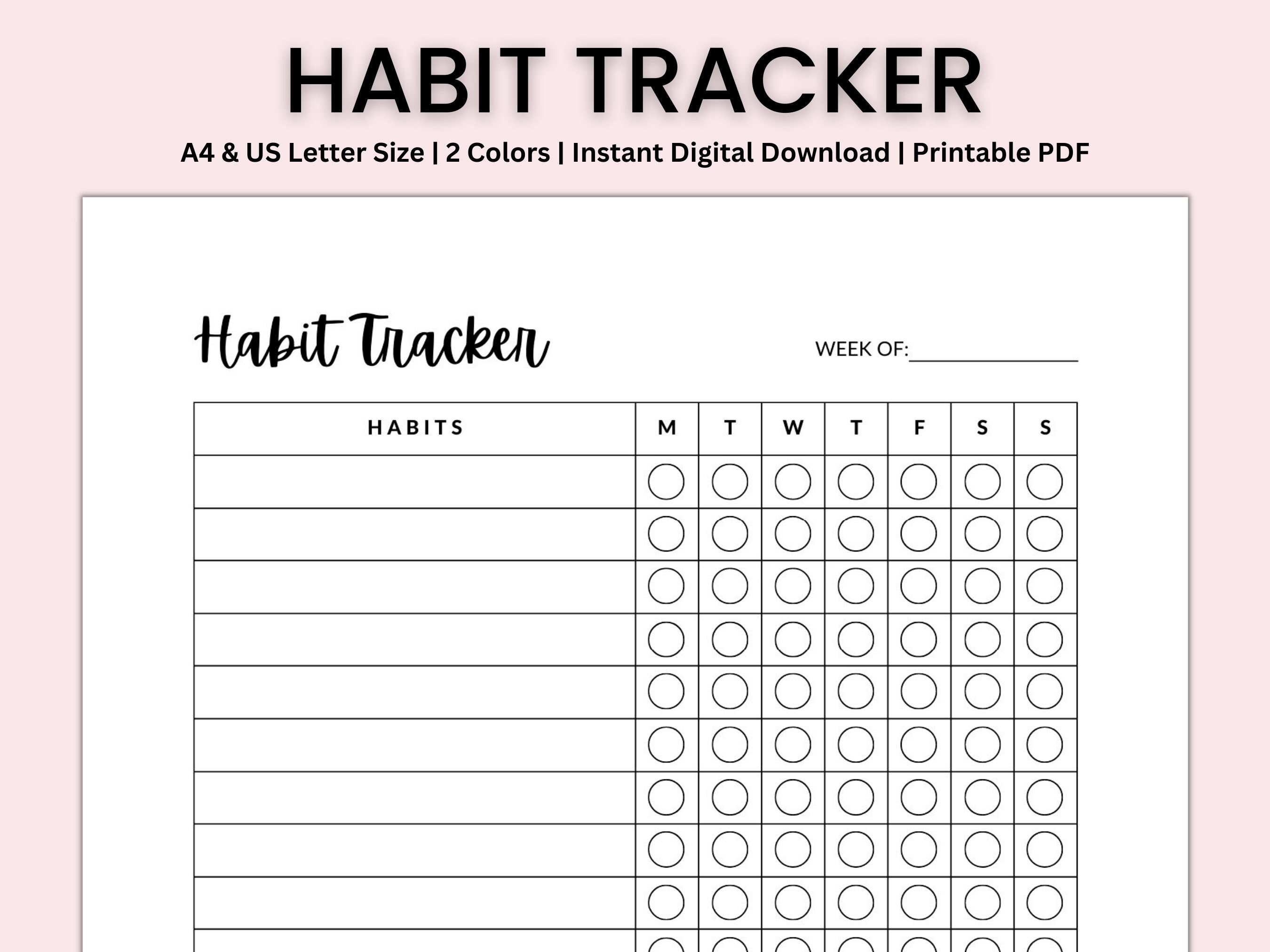 Weekly Habit Tracker, Printable Habit Tracker, Wellness, Productivity ...