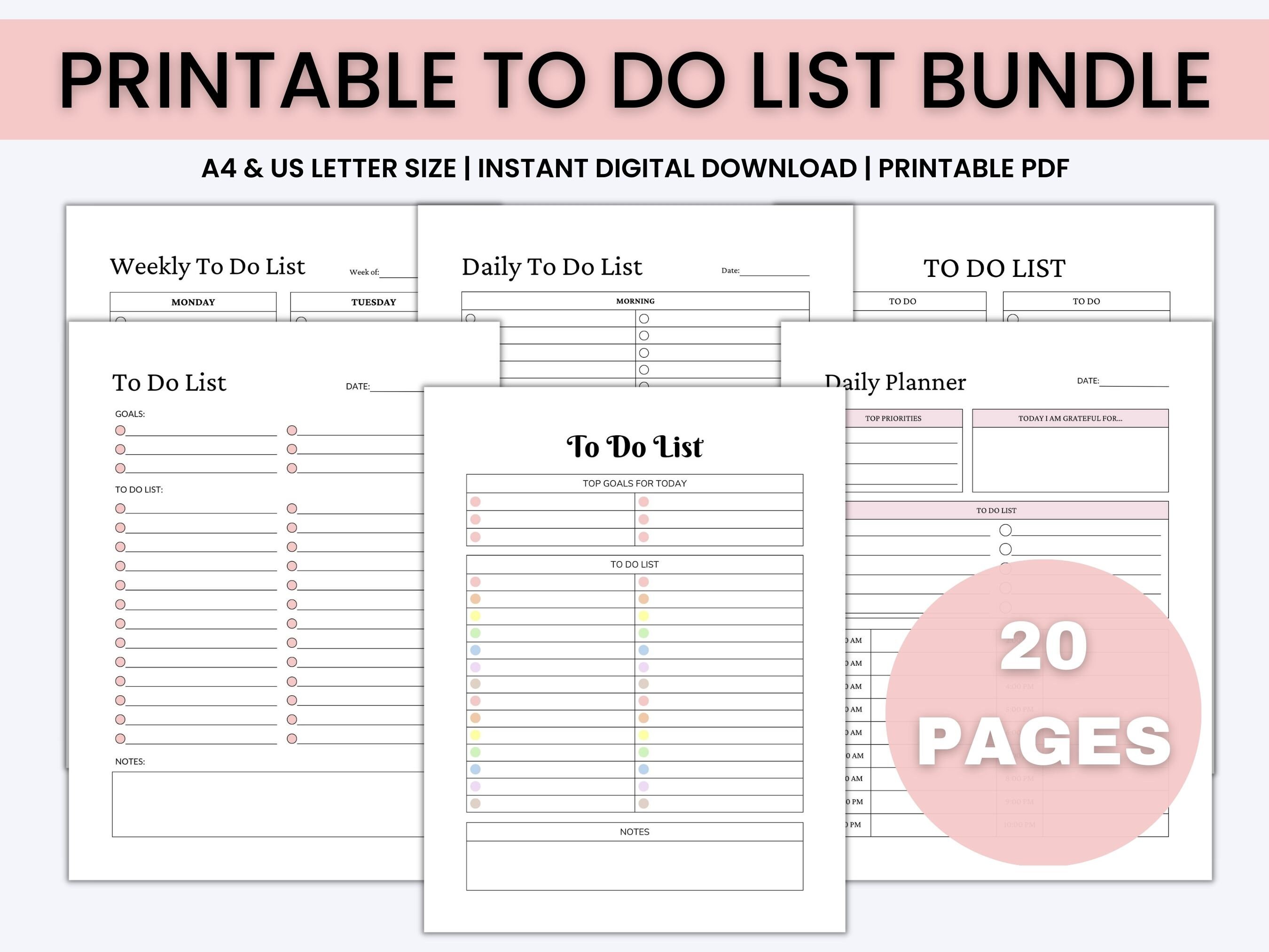 Printable to Do List Bundle, to Do List, Printable to Do List ...