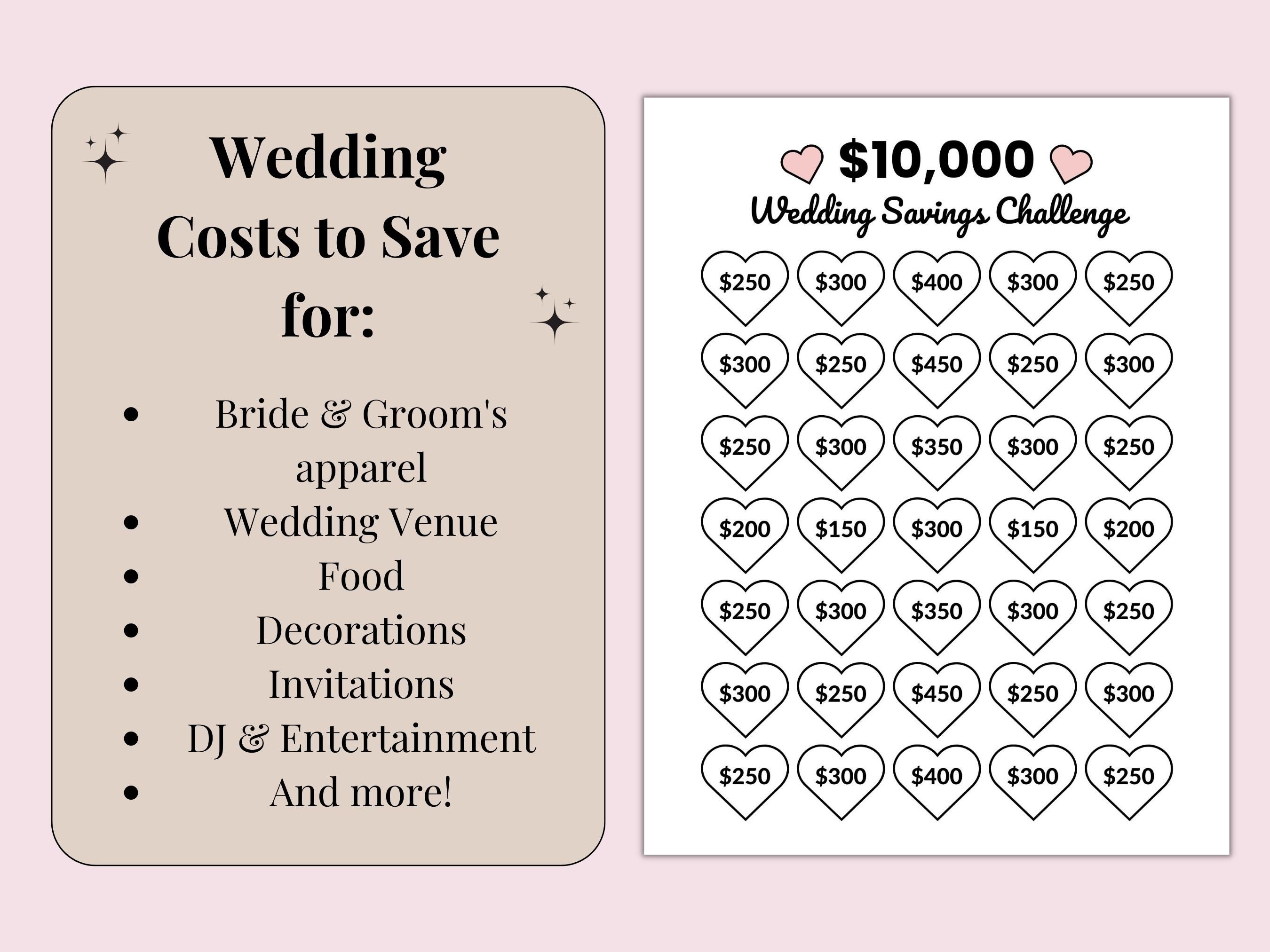 Wedding Savings Challenge Printable, 10k Savings, 10000 Savings Tracker,  Wedding Budget Template, Money Challenge, PDF, US Letter/a4 - Etsy, image size:2700x2025