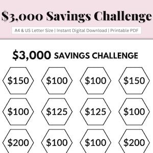 3000 Savings Challenge, 3000 Savings Tracker, Debt Tracker, Savings Printable, Student Loan Debt Repayment, Monthly Budget, US Letter/A4
