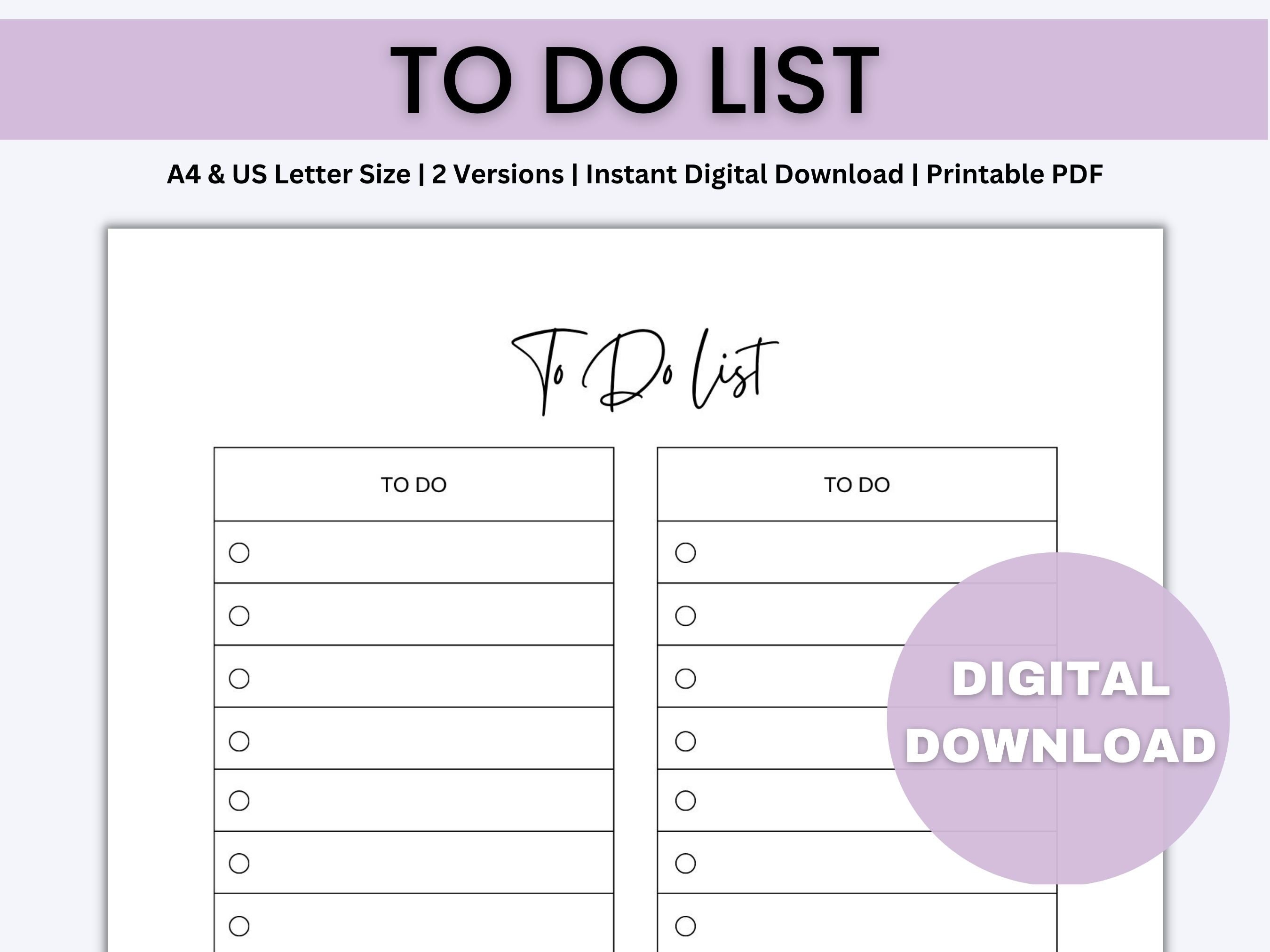 To Do List Printable, to Do List, Task Checklist, Daily to Do List