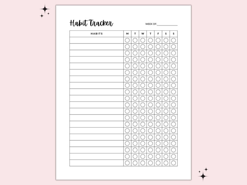 Weekly Habit Tracker, Printable Habit Tracker, Wellness, Productivity ...