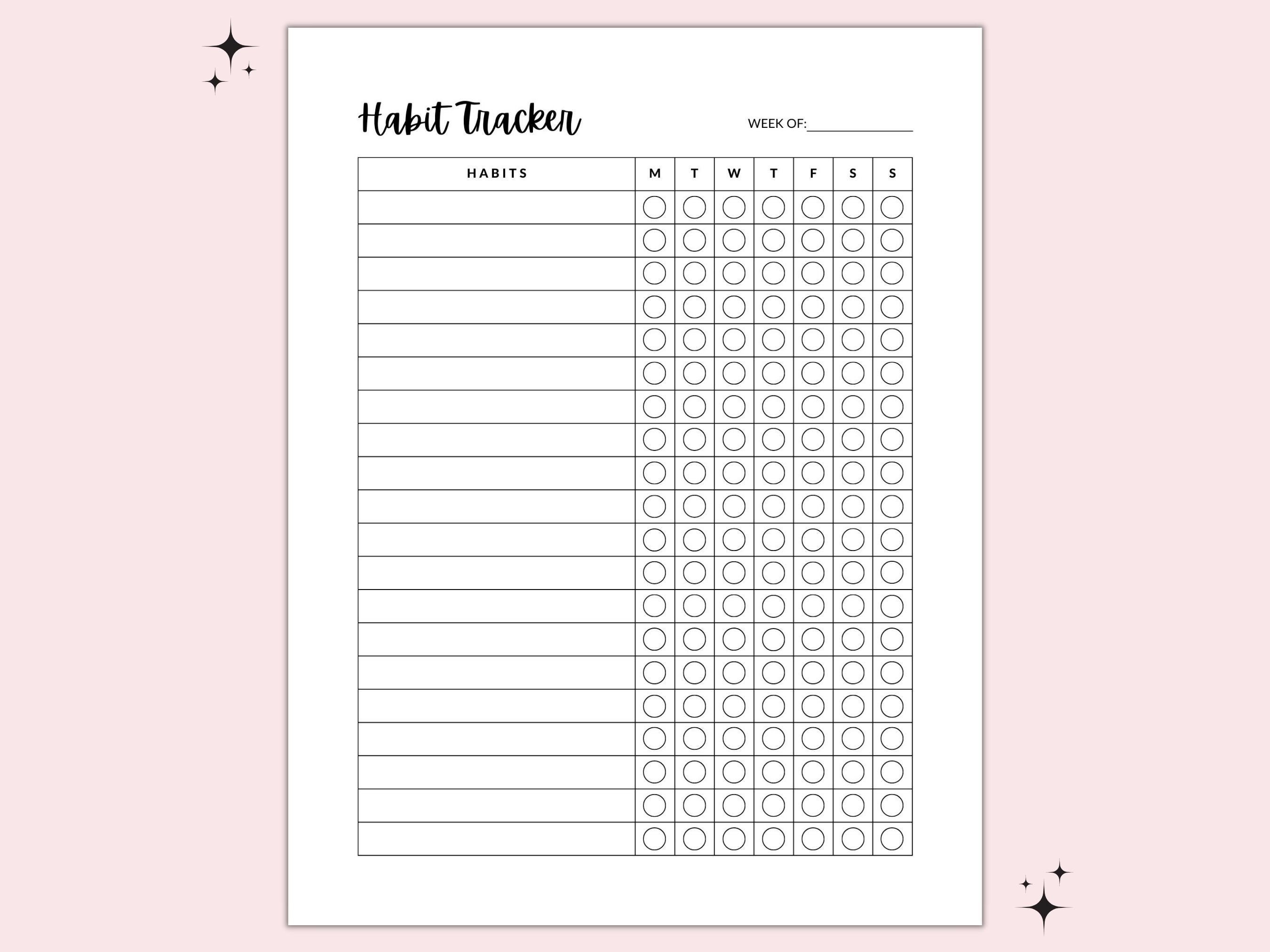Weekly Habit Tracker, Printable Habit Tracker, Wellness, Productivity ...