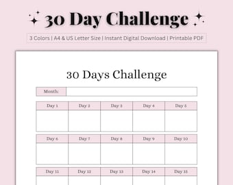 30 Day Challenge Printable, Goal Tracker, Healthy Habits, Health Challenge, Daily Weekly Routine, 30 Day Planner, PDF, US Letter/A4