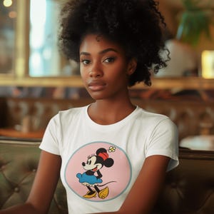 Vintage Minnie Mouse cropped tee | women’s cotton baby tee | retro Disney slim fit Shirt size S-2XL by  Vintage Mouse 1928