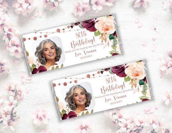Editable Chocolate Bar Wrapper Template, Birthday Candy Bar Favor Label, Printable Candy Bar Wrapper, Party Favors, Birthday candy favors 19