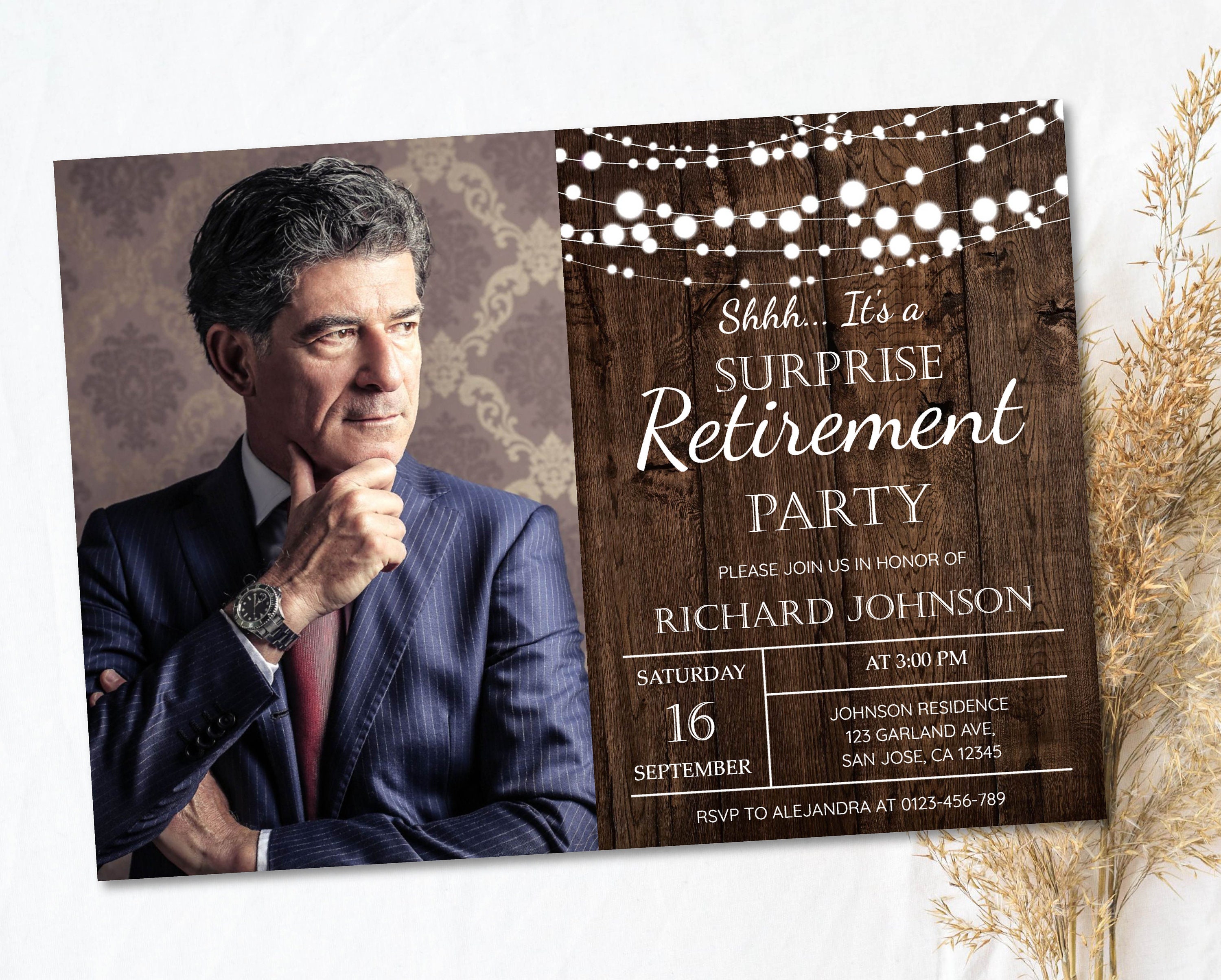 Retirement Invitations for Men, Surprise Retirement Party Invite With