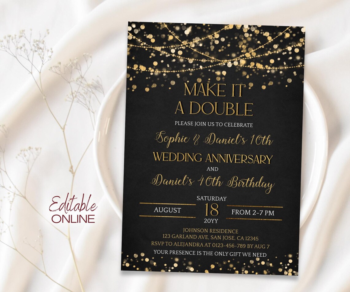 Editable Double Celebration Invitation Template, Double Party Birthday ...