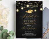 She Did It Graduation Invitation Template Printable - Etsy