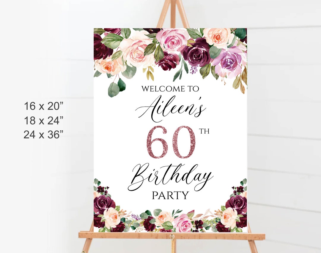 birthday-welcome-sign-burgundy-floral-personalized-60th-birthday