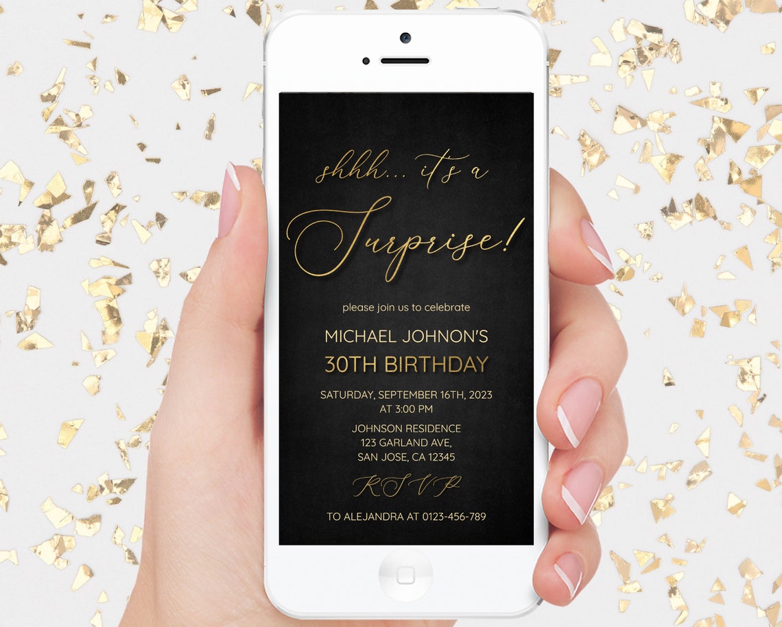 Editable Surprise Party Invite, Shhh... It's a Surprise Invite, Text