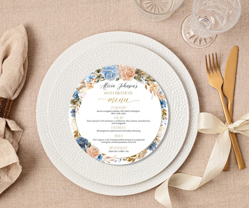 Editable Round Menu Template, Circle Dinner Menu Card, Plate Menu ...