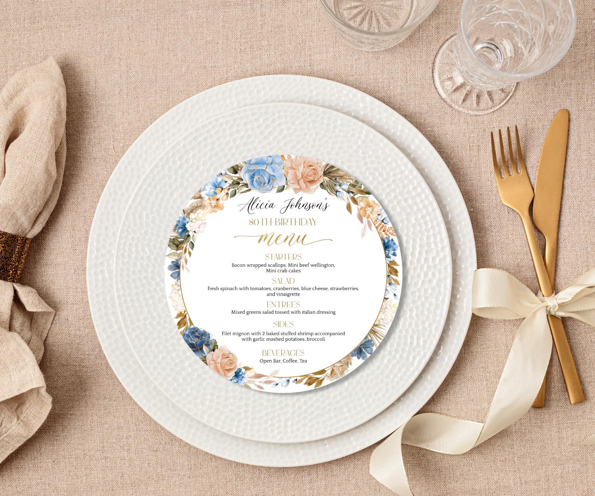 Menu Round Shape Editable Round Menu Template, Circle Dinner Menu Card, Plate Menu ...