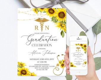 Editable Nursing Graduation Invitation, Registered Nurse Invitation, RN invite, LVN Invite, Graduation Party Invitation Digital Download a30