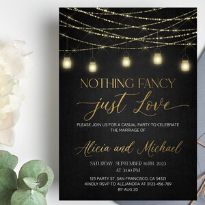 Nothing Fancy Just Love Wedding Invitation template, Casual wedding party invitations, Elopement Announcement Printable Digital Download a25