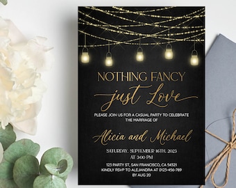 Nothing Fancy Just Love Wedding Invitation template, Casual wedding party invitations, Elopement Announcement Printable Digital Download a25