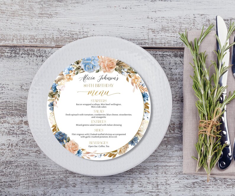 Editable Round Menu Template, Circle Dinner Menu Card, Plate Menu ...