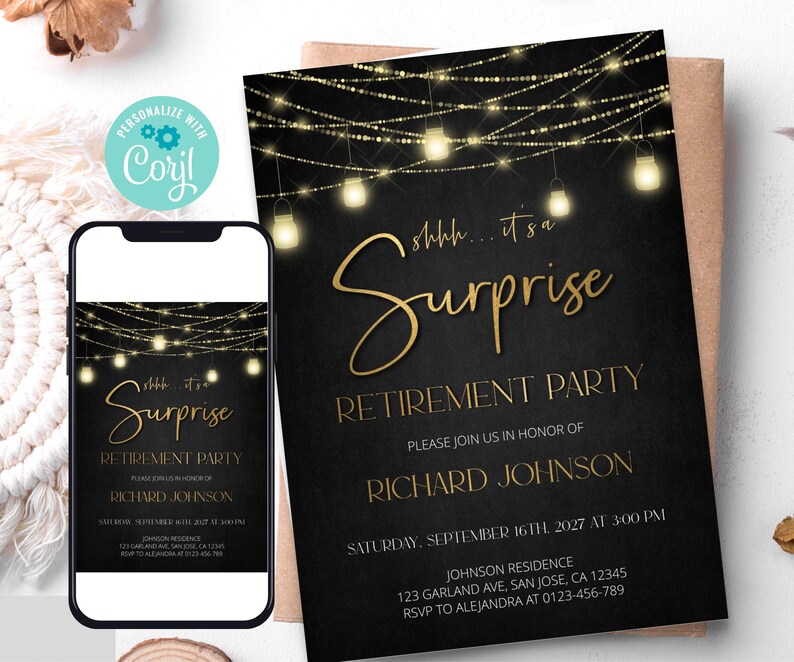 Editable Surprise Retirement Party Invitation Template, Retirement ...