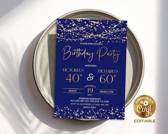 Adult Joint Birthday Invitation Combined Birthday Party Double party invitation Any Age Joint Birthday Party Editable Invite DIY Evite a25