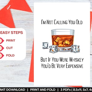 Whiskey Birthday Card | Printable Birthday Card | Getting Old Digital Greeting Card for Birthday | Instant Download | Dad, Grandpa, Husband