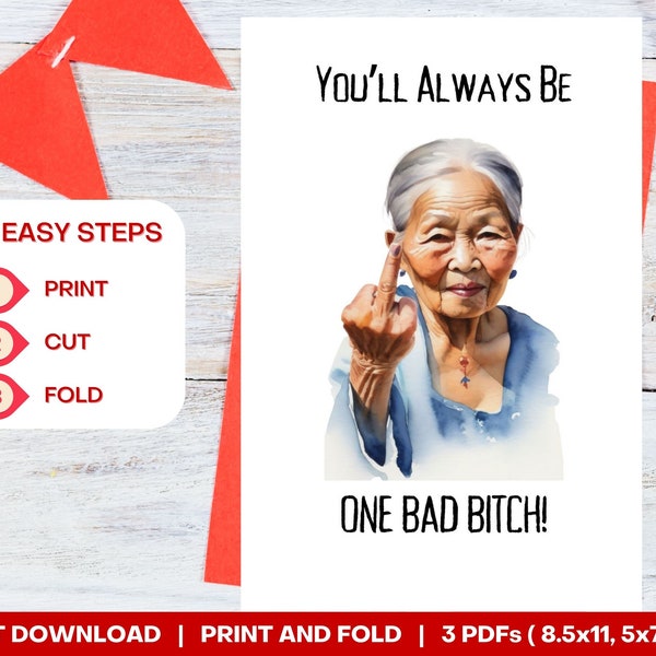 Funny Digital Birthday Card. Asian Grandmother Grandma for Po Po Chinese Japanese Korean Nana Grammy Mom Aunt Instant Download Print at Home