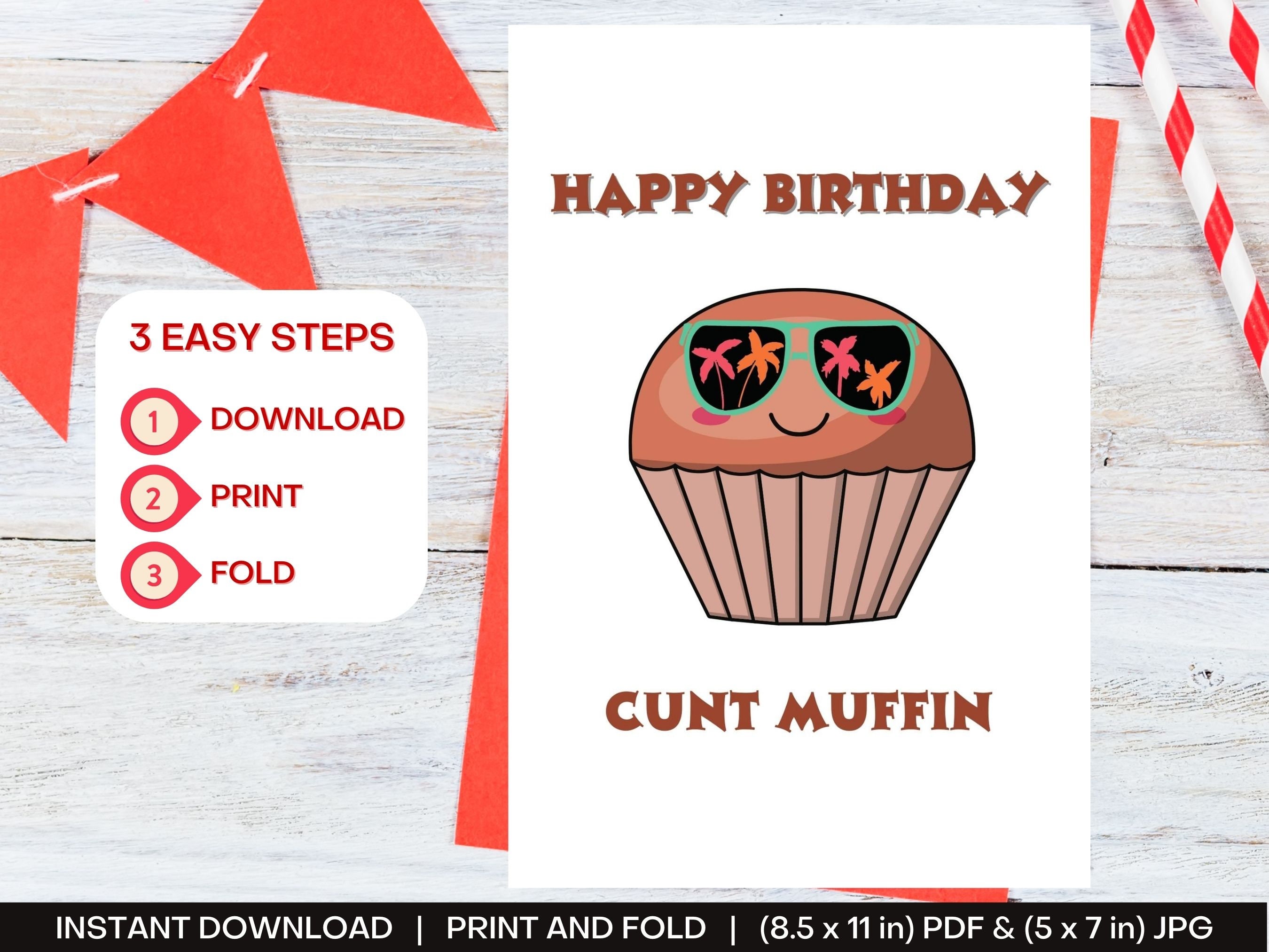 Digital Download Birthday Card, Printable Birthday Card, Rude Vulgar ...