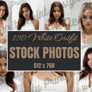 100 Stock Photos Female Woman Models in White Outfits, Commercial Use License, Stock Pictures, Stock Photography, Stock Images, Modeling Web