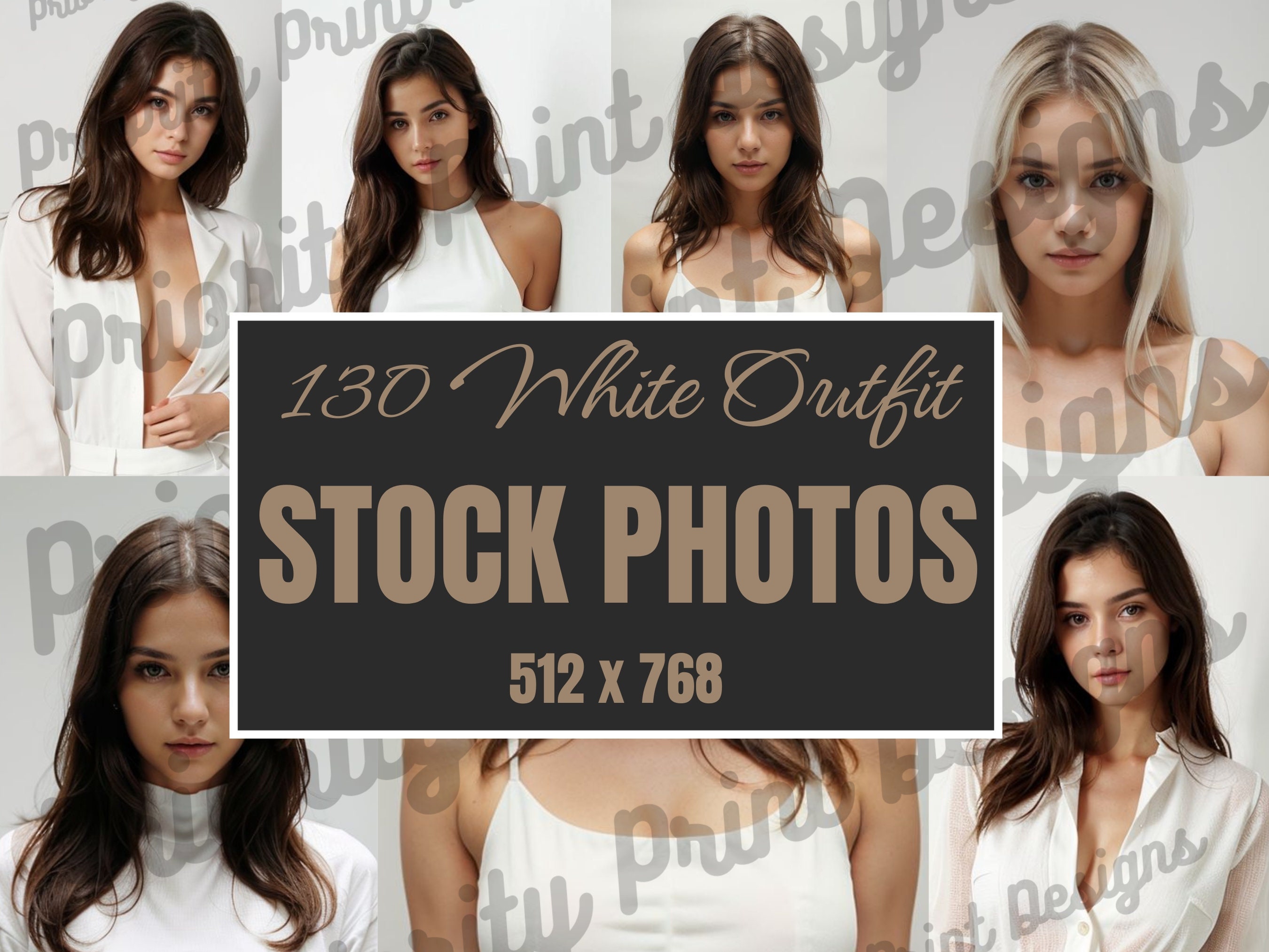 100 Stock Photos Female Woman Models in White Outfits, Commercial Use ...