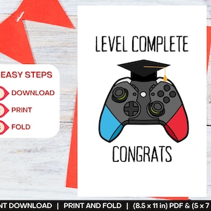 Niveau compleet afstudeerkaart - grappige Grad Card - Senior 2023 2024 - Gaming Card - Afstudeergamer - College University Class Gift