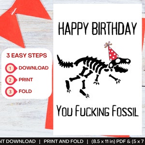 Téléchargement numérique, carte d'anniversaire imprimable, vieil homme, putain de fossile, carte de voeux, carte d'anniversaire de téléchargement instantané, vieil homme HBD, vieillesse, vieillissement