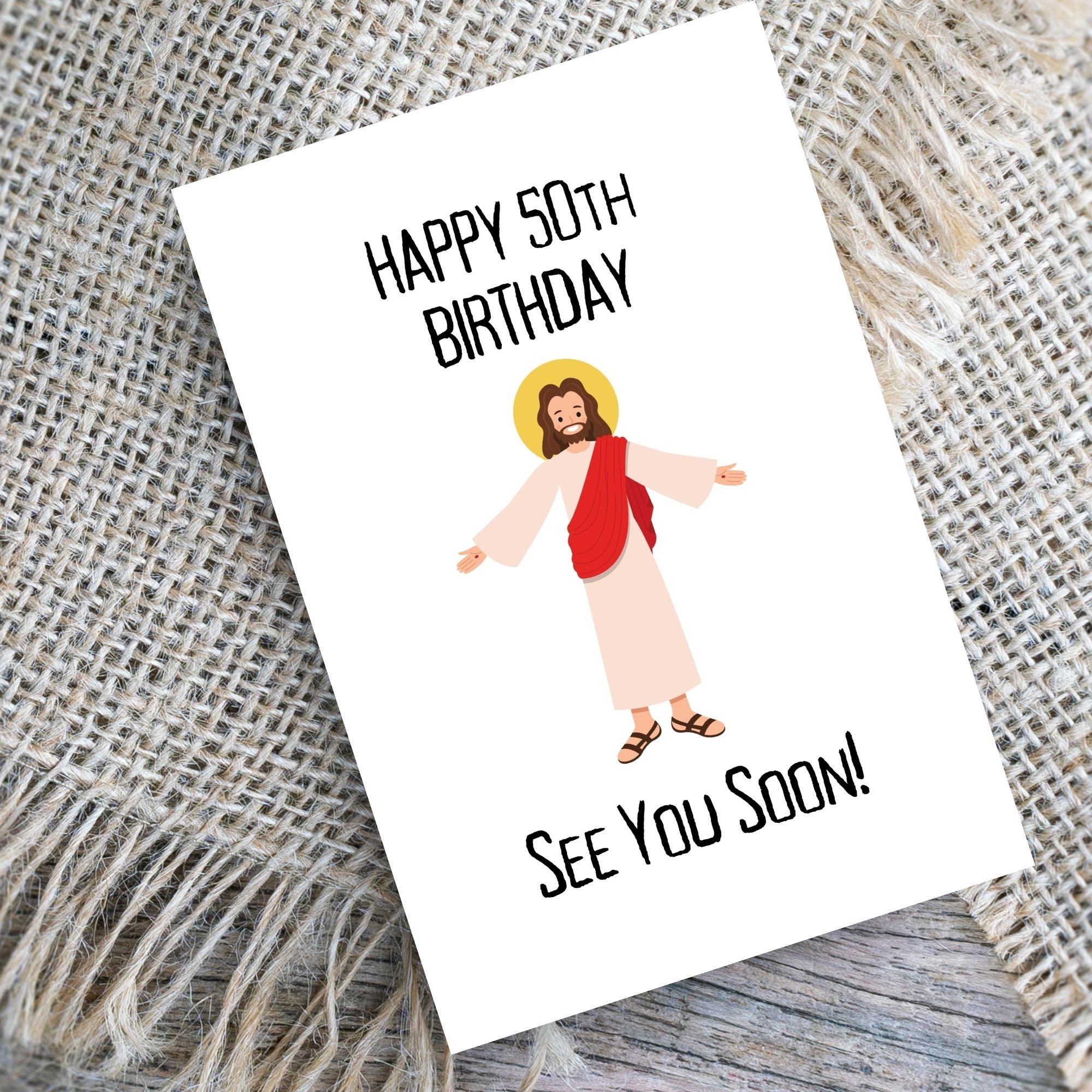 Happy 50th Birthday Printable Digital Card, Instant Download, Jesus ...