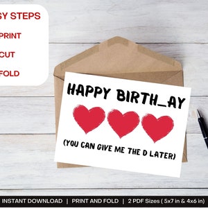 Lustige druckbare Geburtstagskarte – Give Me The D Later Print at Home Card – Digitaler Download – Print at Home Geburtstag – DIY Geburtstag